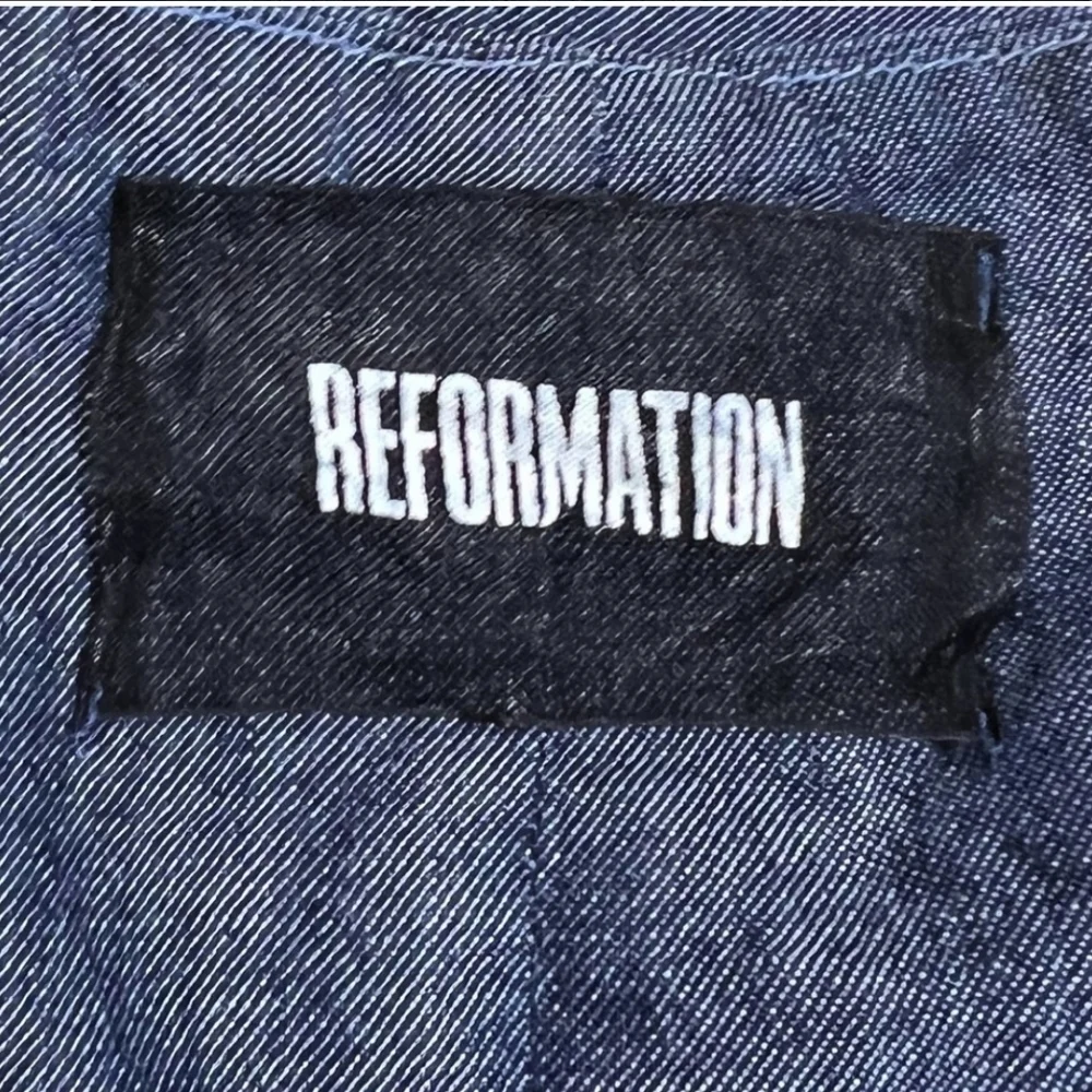 Reformation Miramar Linen Blend Chambray Tie Front Mini Dress Size 4 - Picture 9 of 11